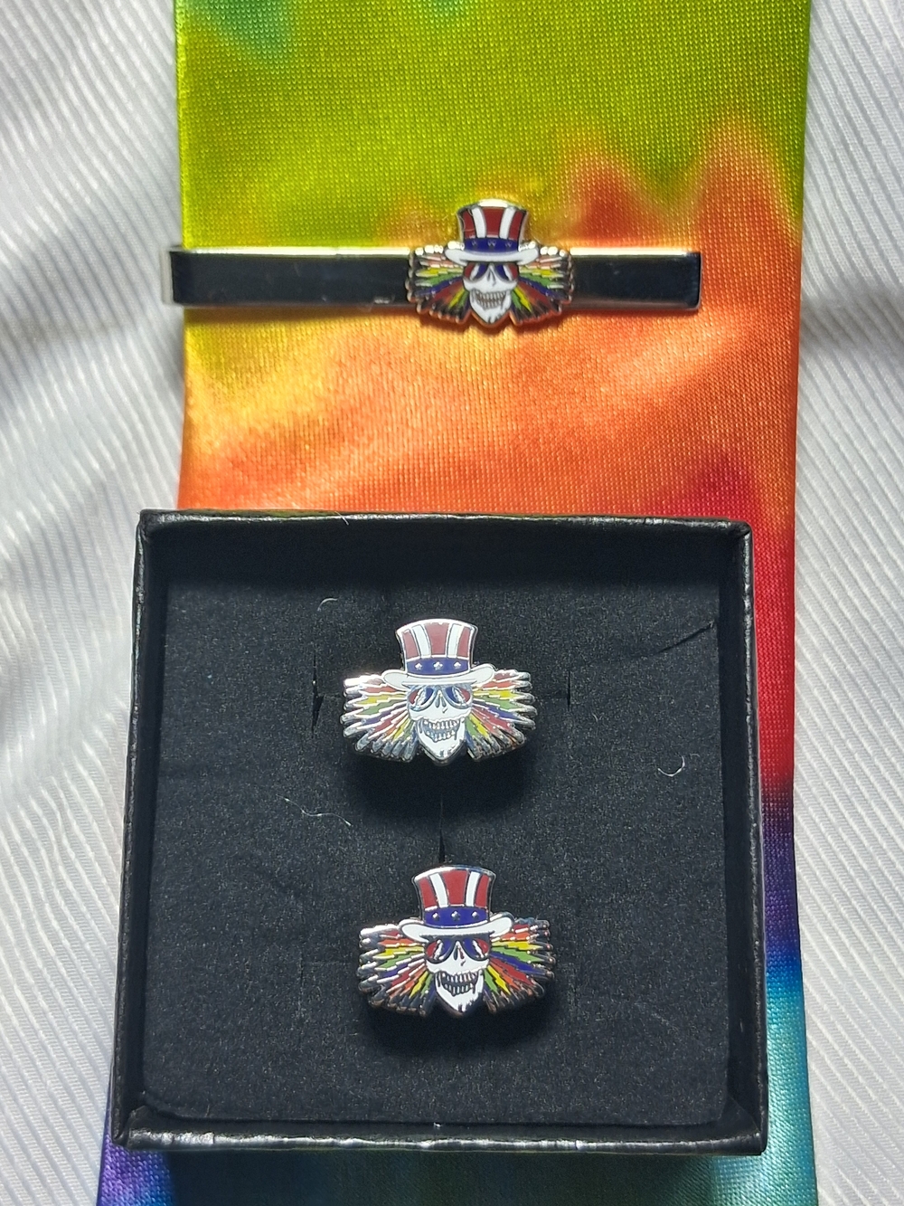 Grateful Dead Psycle Sam Cufflink Pair And Tieclip Set